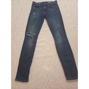 Gap 1969 Resolution True Skinny Jeans Dark Wash Distressed Ripped 27r Womens